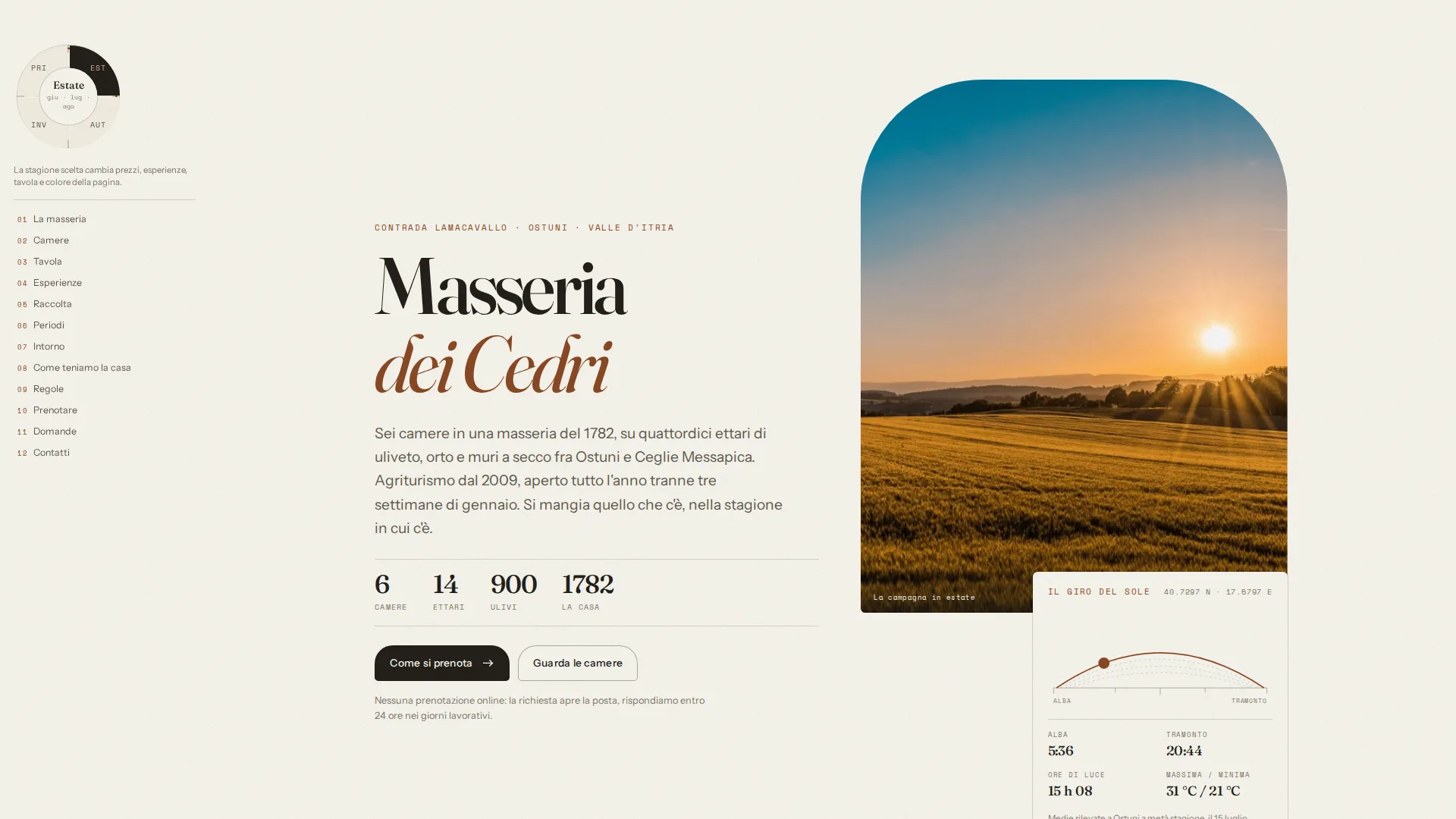 Anteprima della home del sito demo Masseria dei Cedri