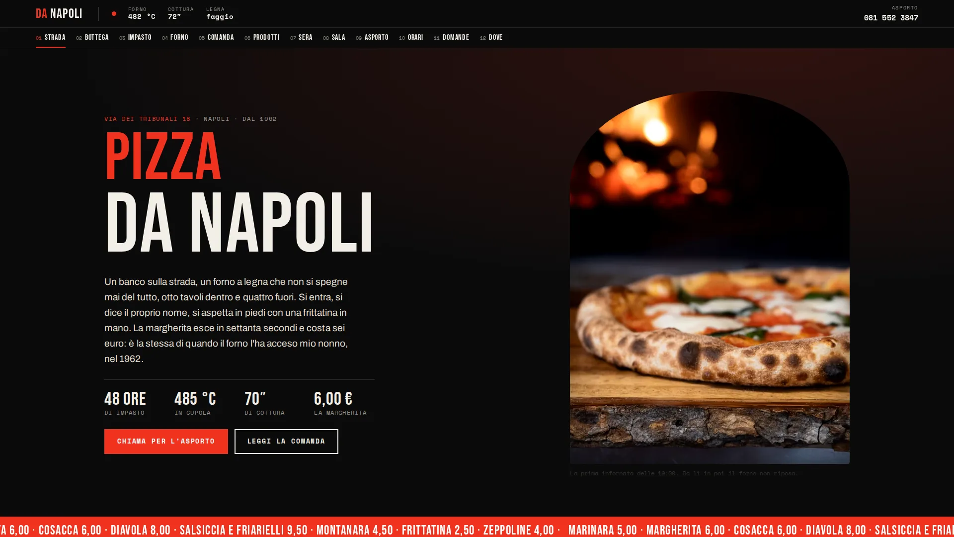 Anteprima della home del sito demo Da Napoli