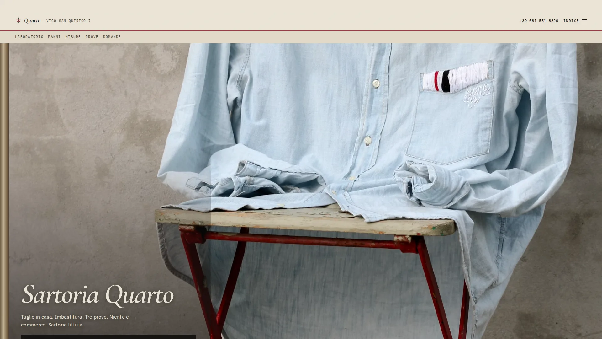 Anteprima della home del sito demo Sartoria Quarto